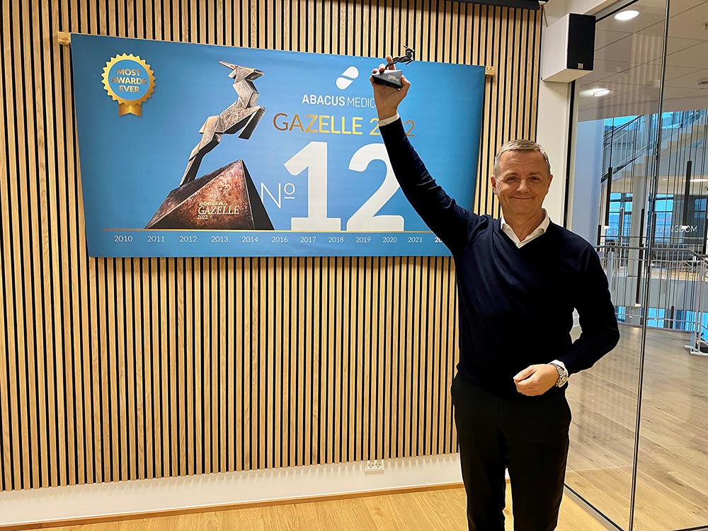 Flemming Wagner with Abacus Medicine's Gazelle Award number 12